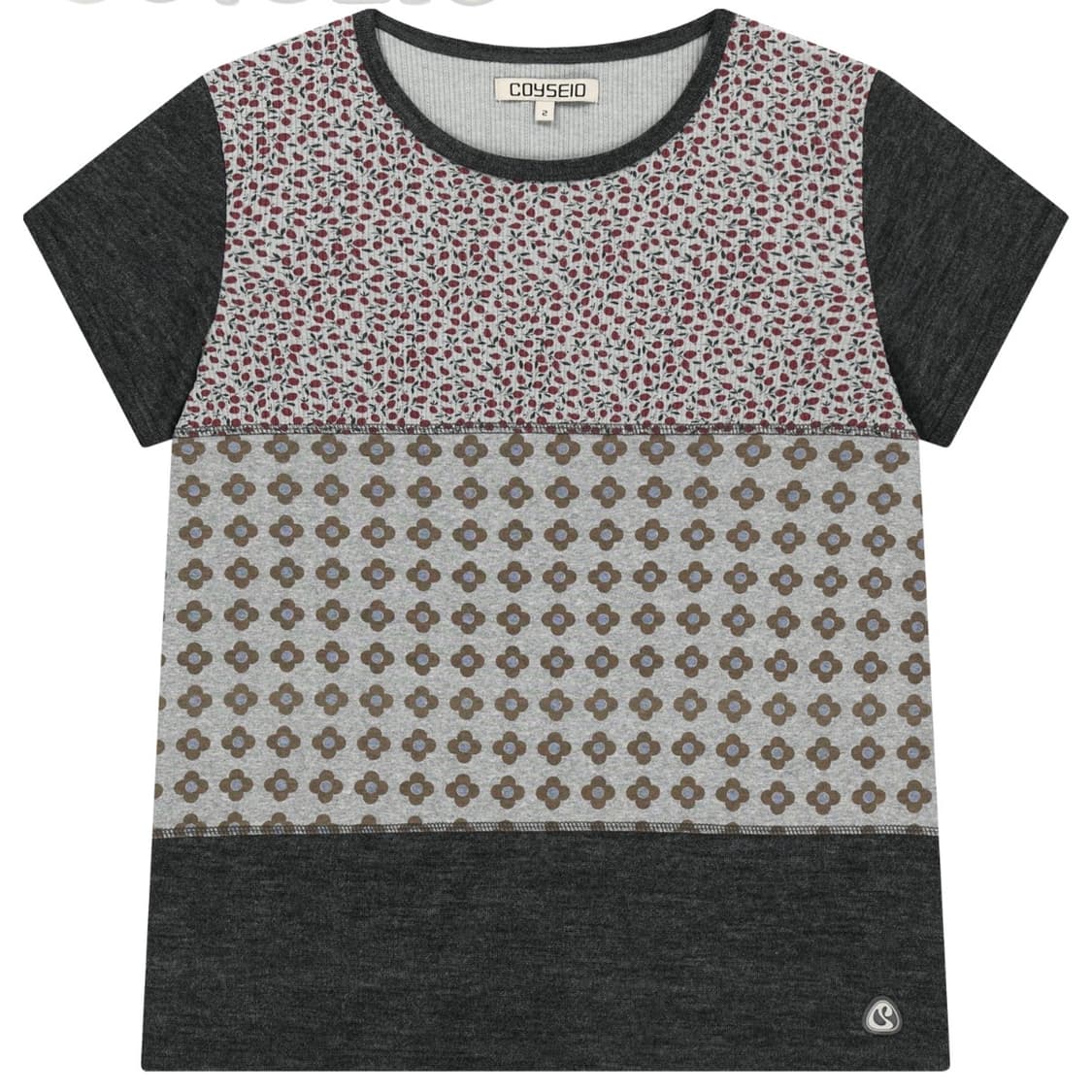 코이세이오 FLOWER PATCHWORK T-SHIRT GREY 상품이미지1