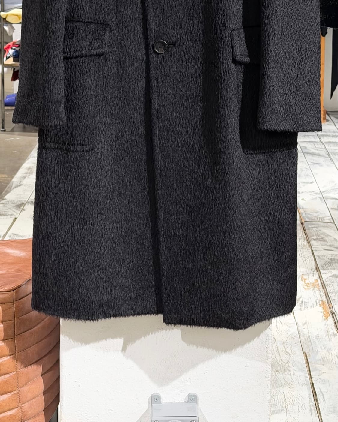 타임 포스트모던 블랙 베이비라마 울 롱 코트 상품이미지5