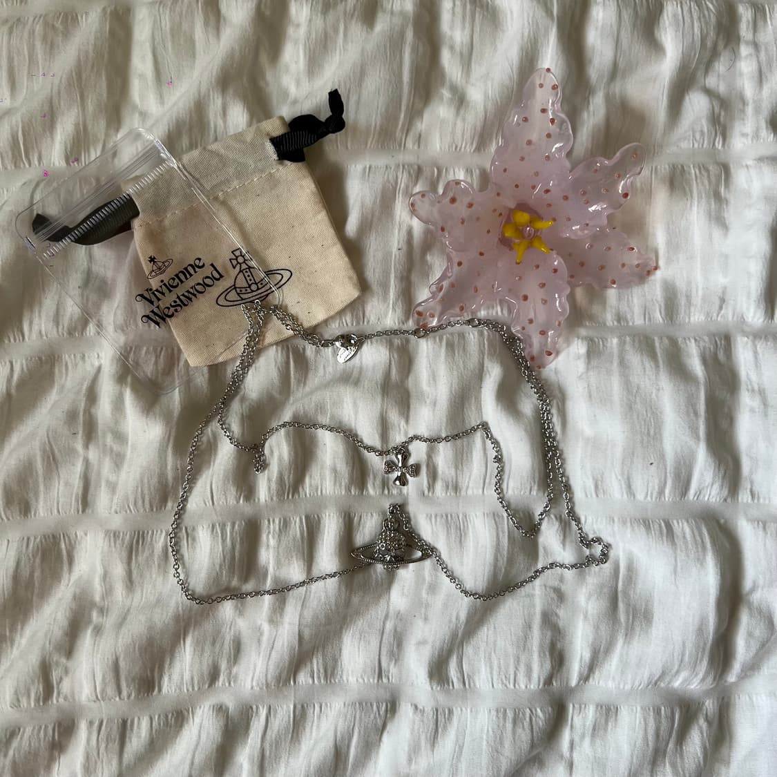 비비안웨스트우드 크리스털 스컬 크로스 더블 체인 네크리스  상품이미지10