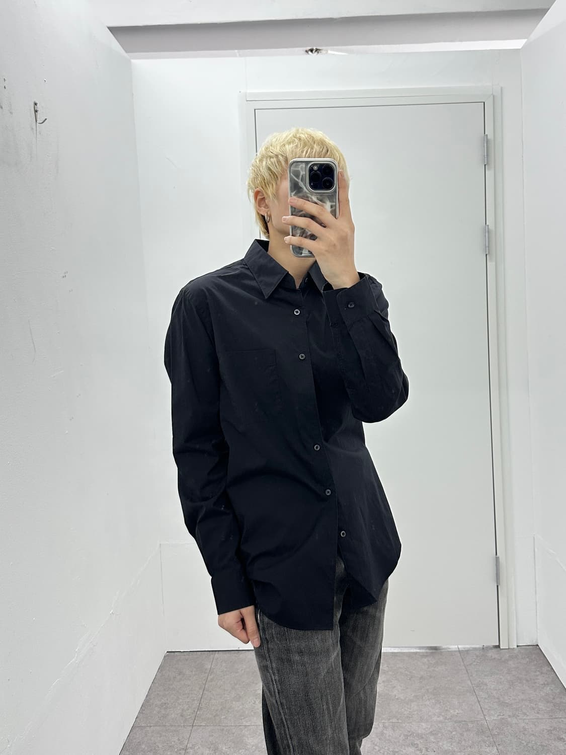 JPN stretch black shirts 상품이미지2