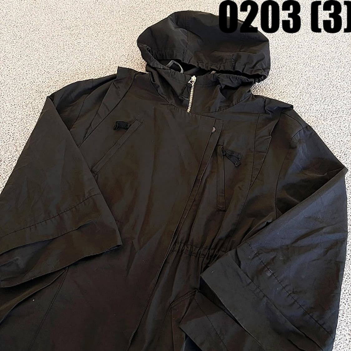 [실측확인] 시슬리 블랙 후드 숏 야상 후드점퍼 상품이미지2