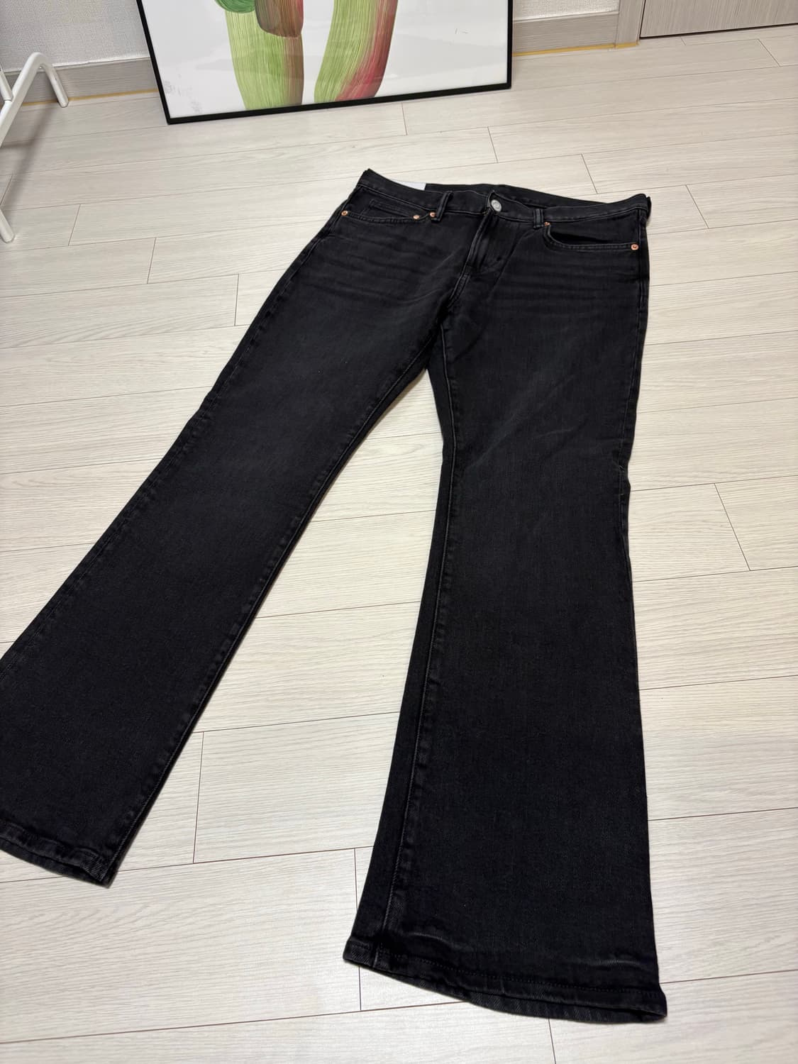 H&M 세미플레어 데님 팬츠 블랙 32인치 부츠컷 상품이미지1