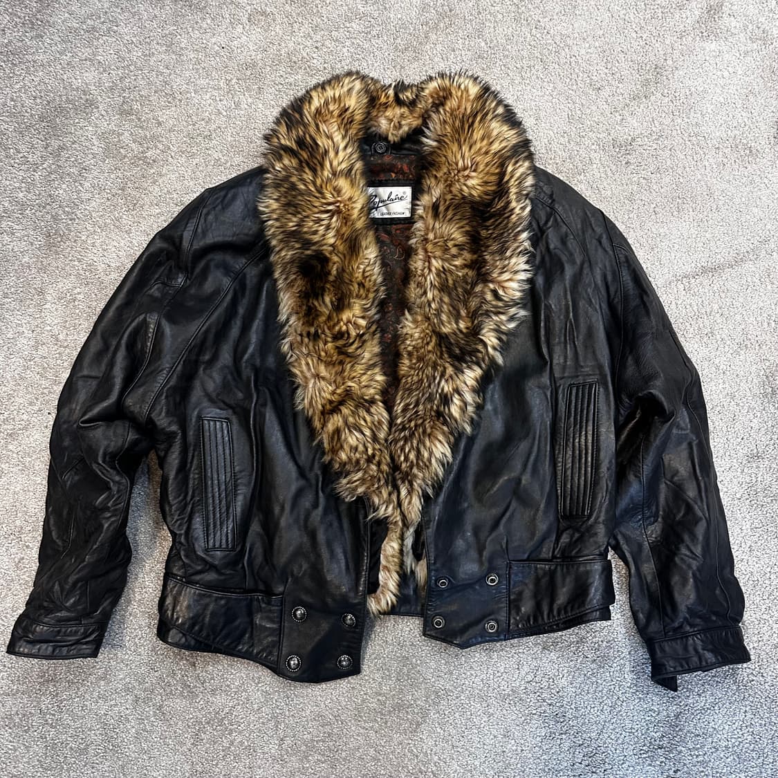 빈티지 퍼 트리밍 양가죽 봄버 자켓L 상품이미지1