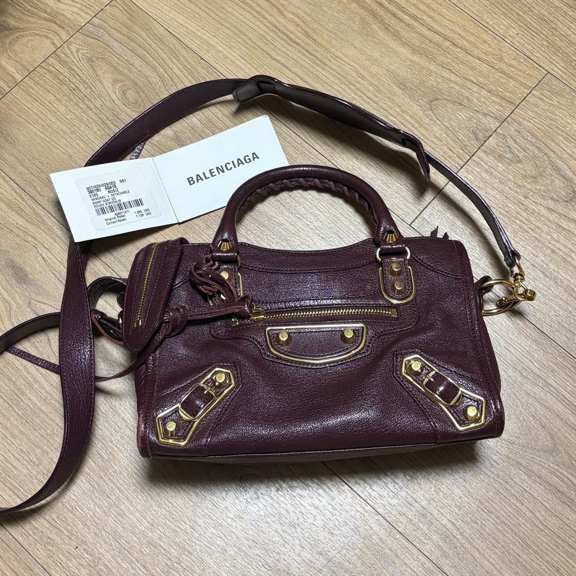 발렌시아가 모터백 미니 버건디  상품이미지3