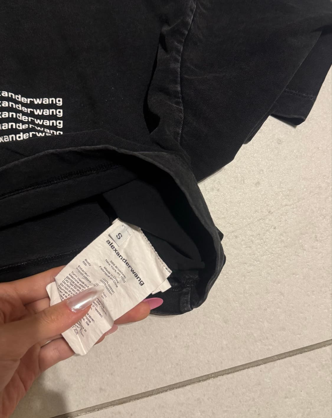Alexander Wang acid-wash crop logo T-shi 상품이미지3