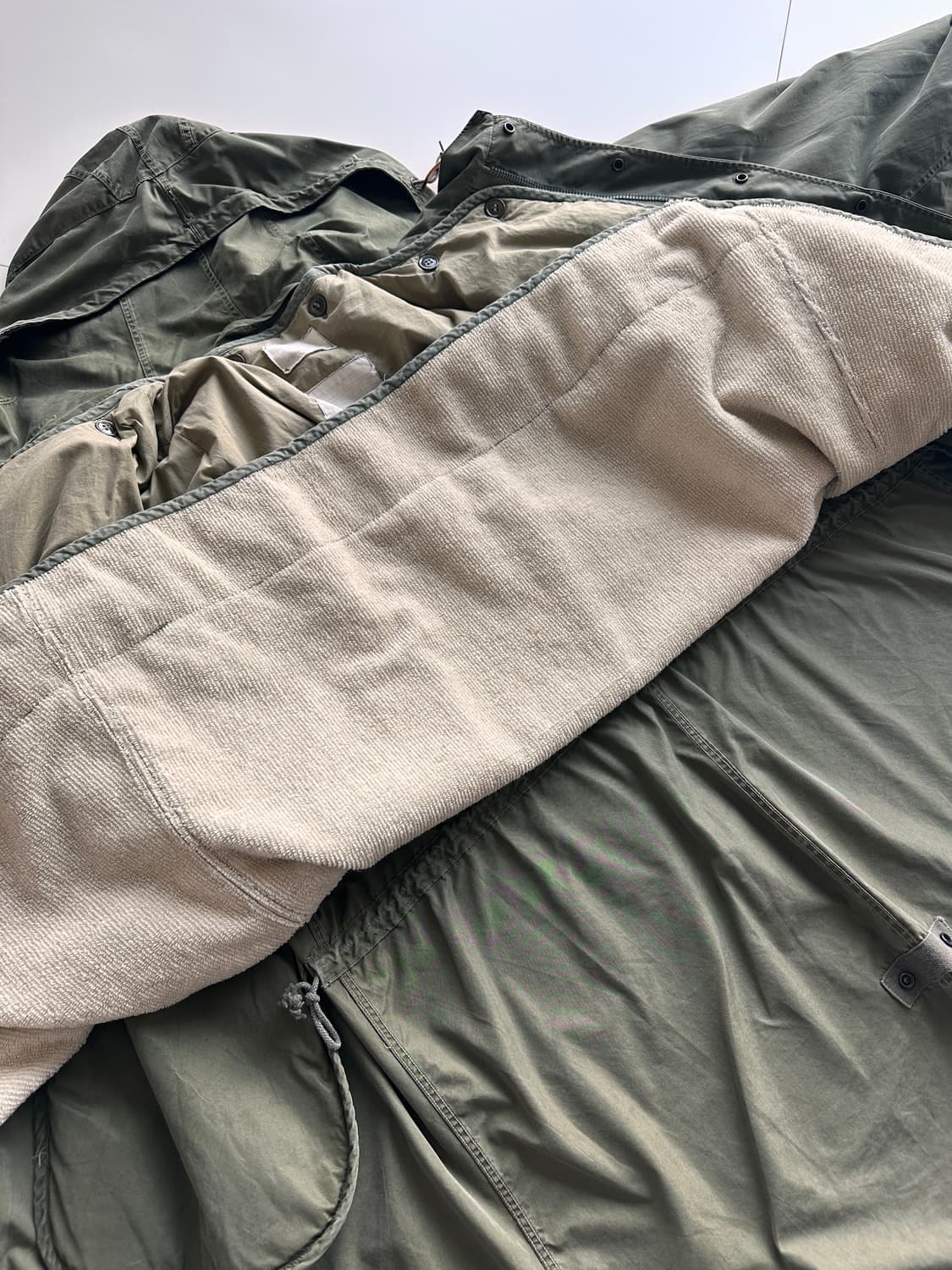 50s 미군 M-51 피쉬테일 파카 쉘+울파일 라이너 M 크라운지퍼 상품이미지6