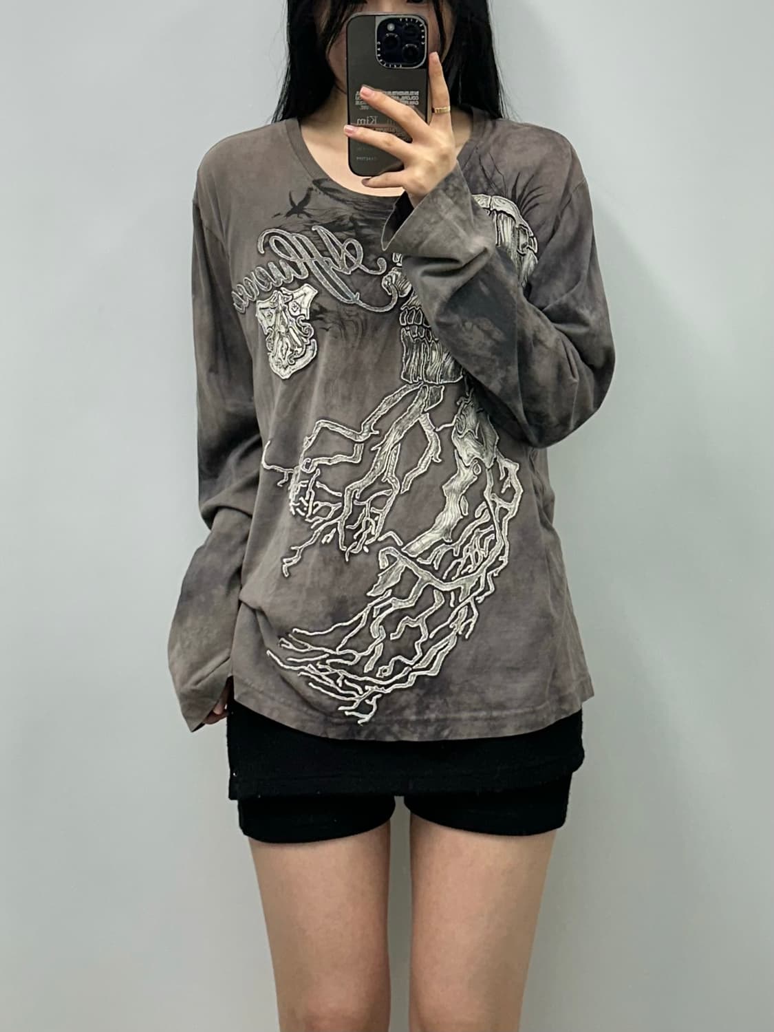 Vintage y2k 와투케 스컬 롱슬리브 티셔츠 상품이미지1