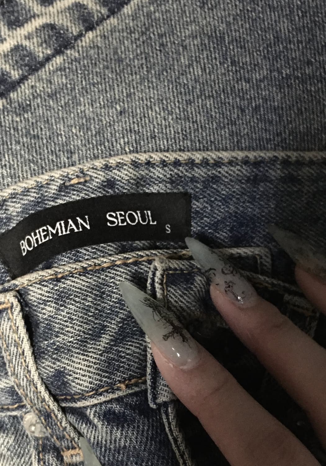 보헤미안서울 커팅 데님 언발 스커트 S 상품이미지8