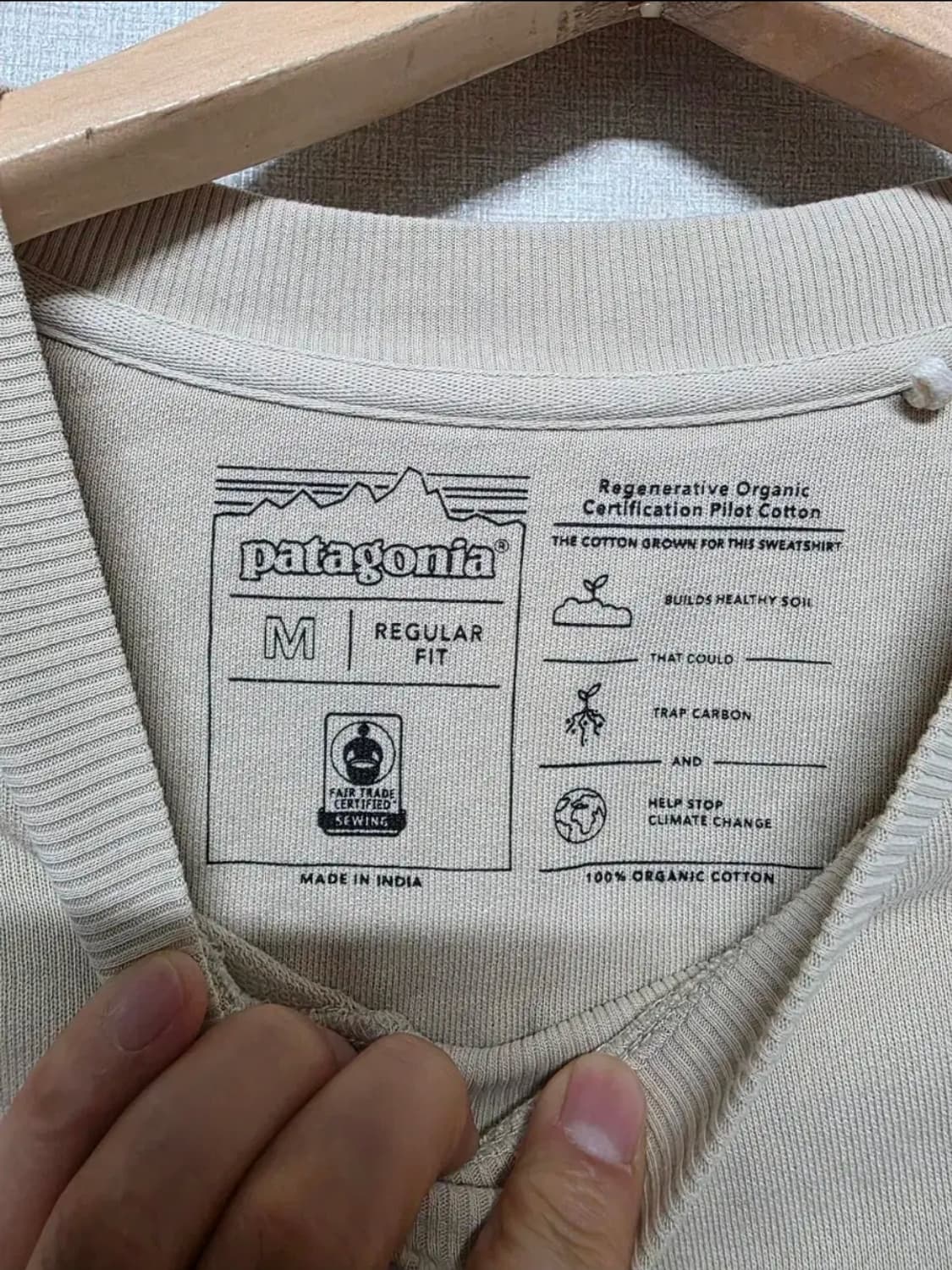 파타고니아 맨투맨 티셔츠 베이지 사이즈 95  상태양호 상품이미지3