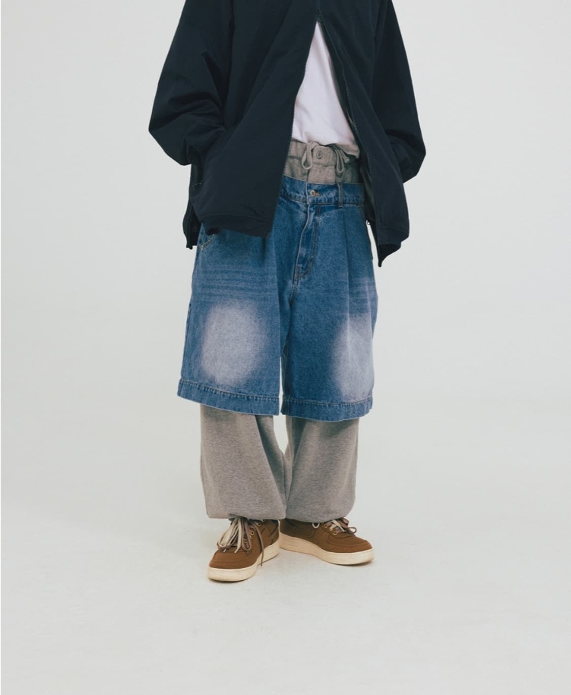 앵글런 데님 레어어드 팬츠 Denim Layered Sweat Pants 상품이미지3