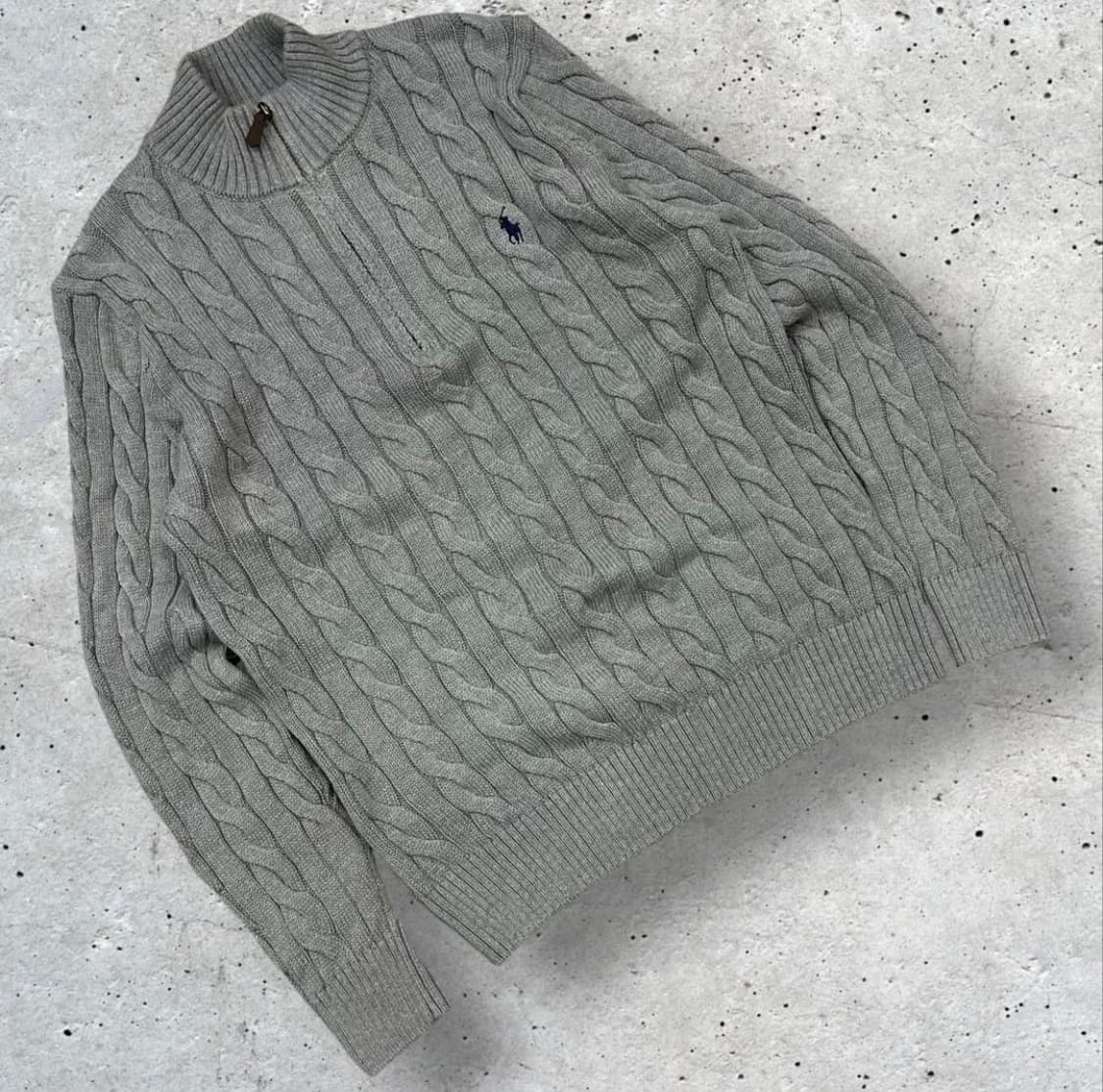 폴로 니트 반 집업 회색 상품이미지1