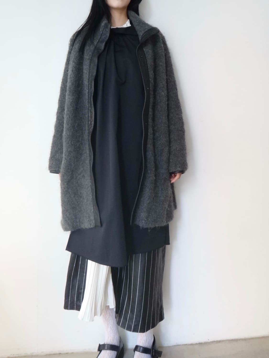 Boucle leather mix jacket / grey 상품이미지7