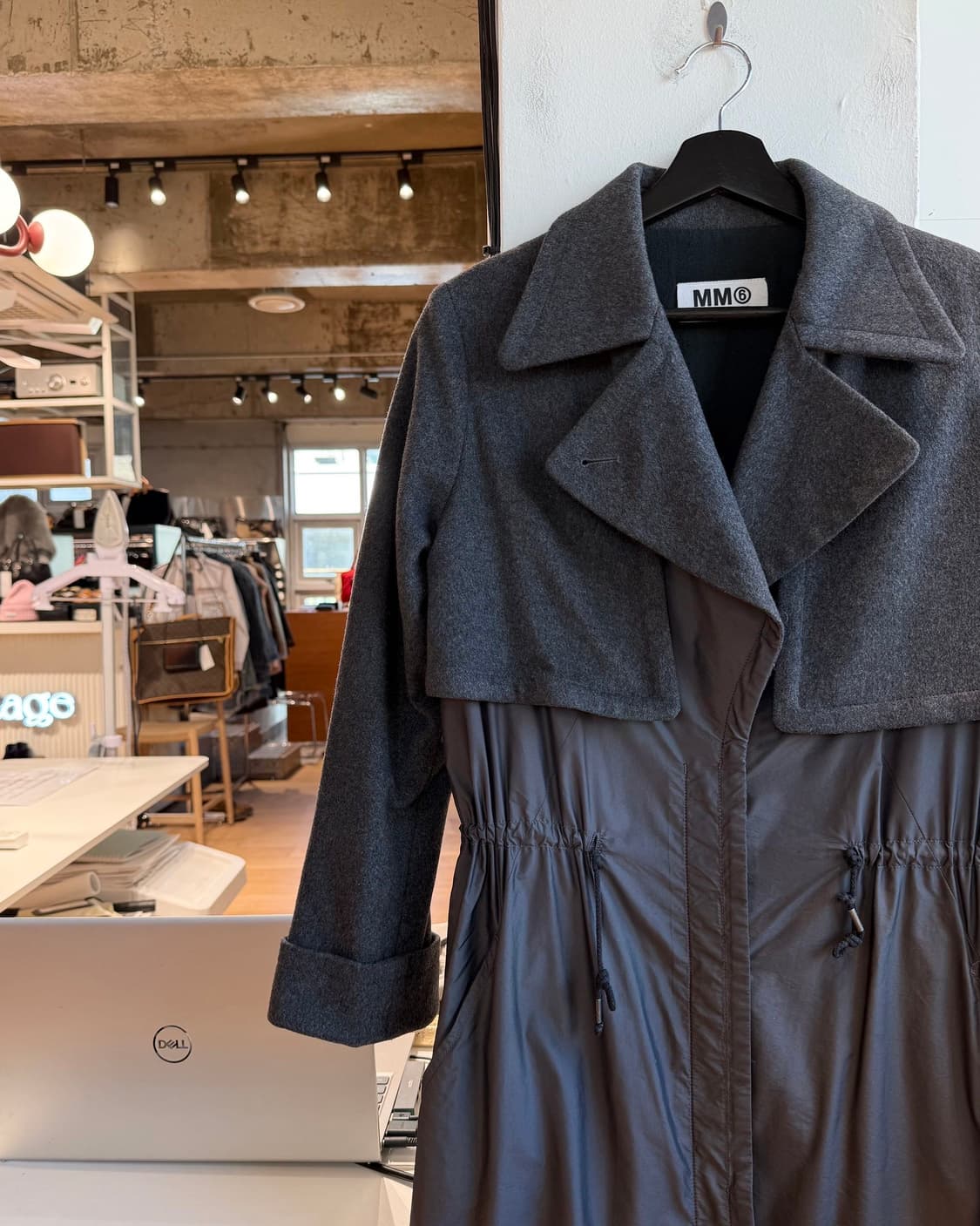 mm6 그레이 폴리마인드 레이어드 코트  상품이미지4