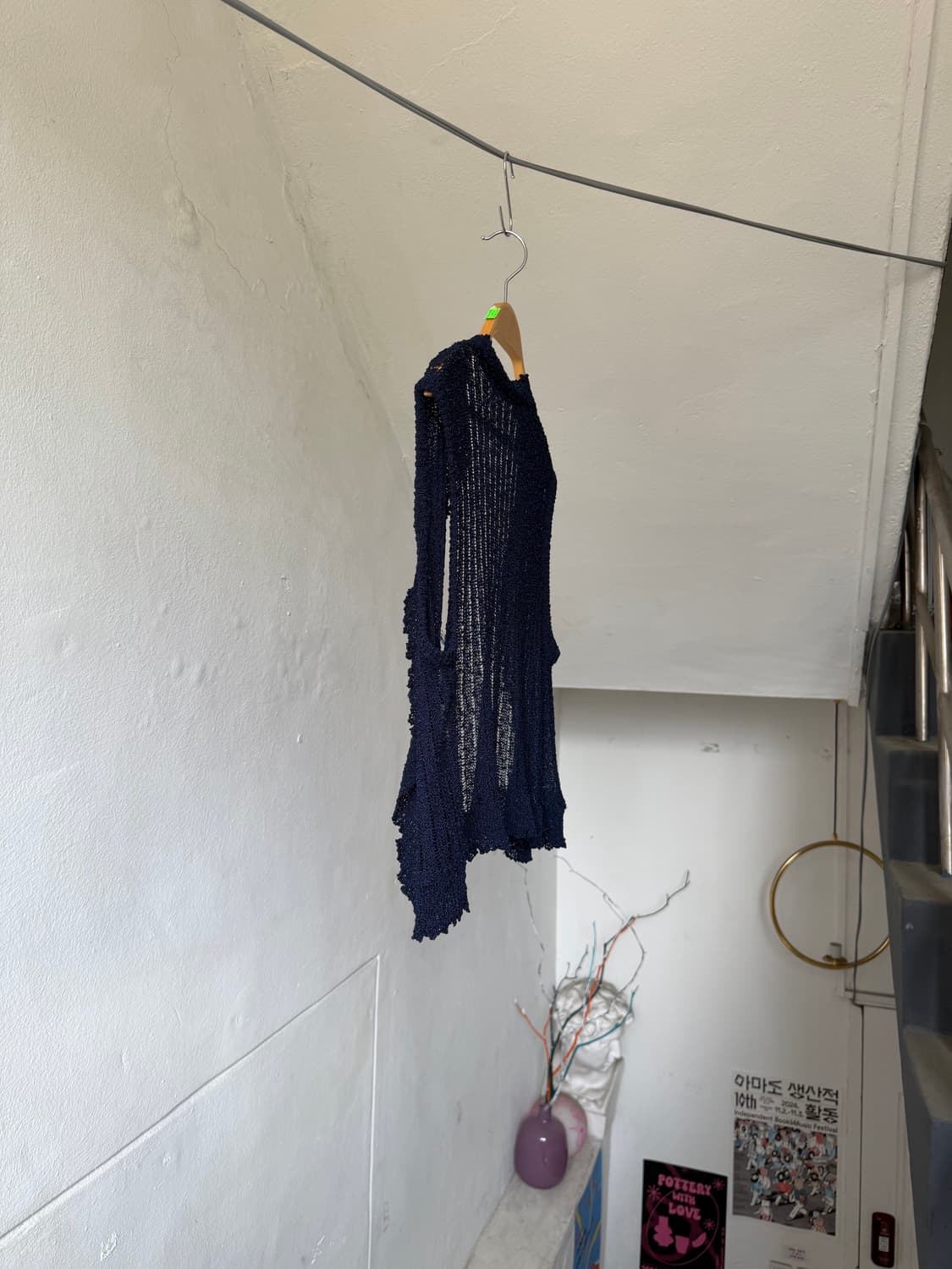 에스닉 네이비 시스루 슬리브리스 가디건 상품이미지7