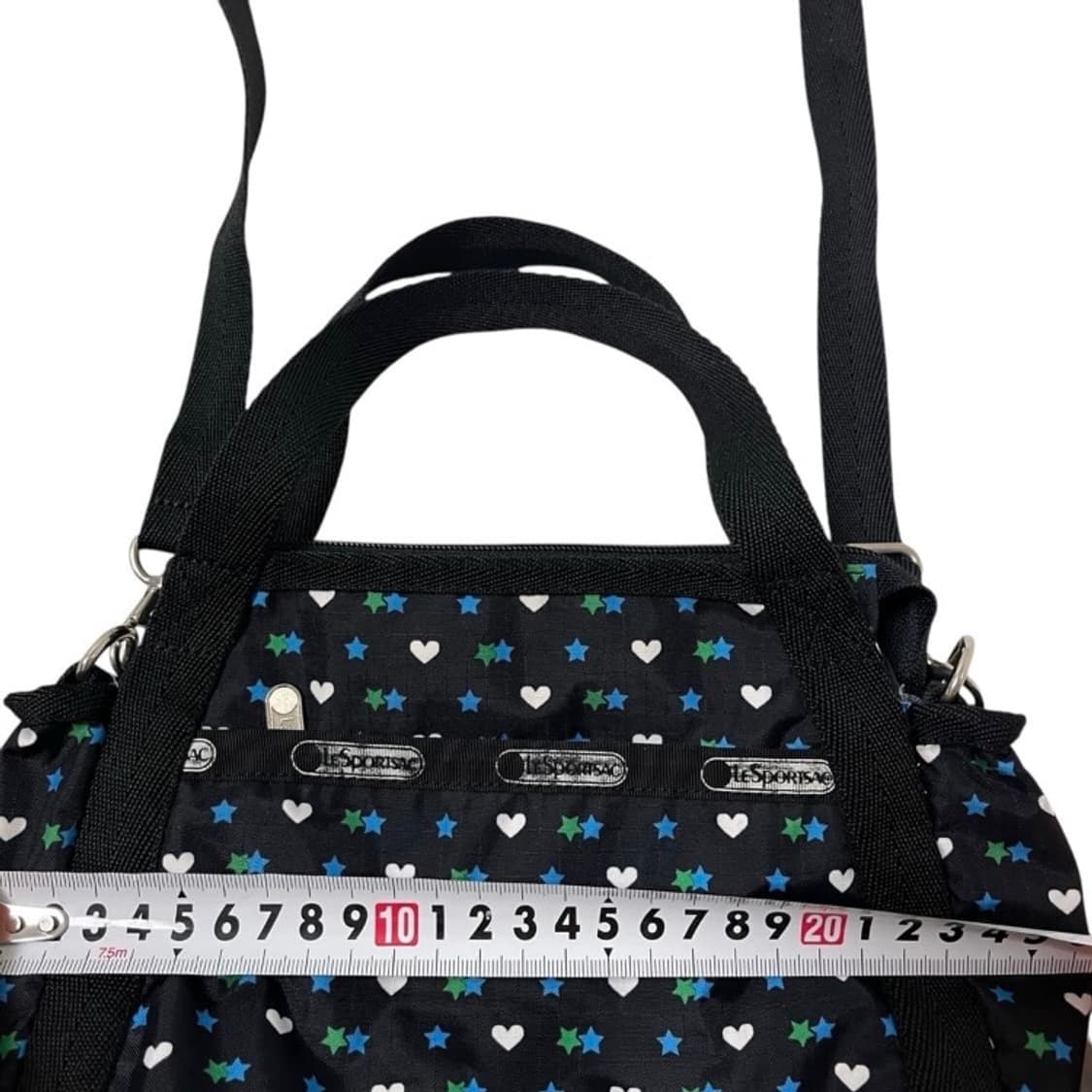 레스포삭 빈티지 모리걸 별 스타 하트 러브 패턴 크로스백 가방 네이비 상품이미지6