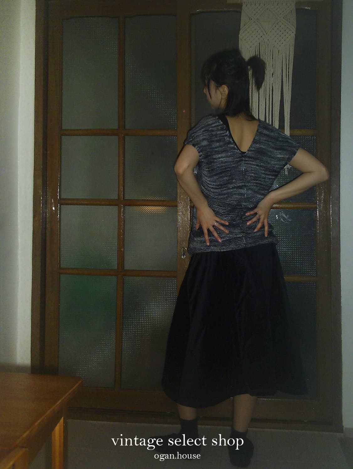 vintage black quilting skirt 상품이미지5