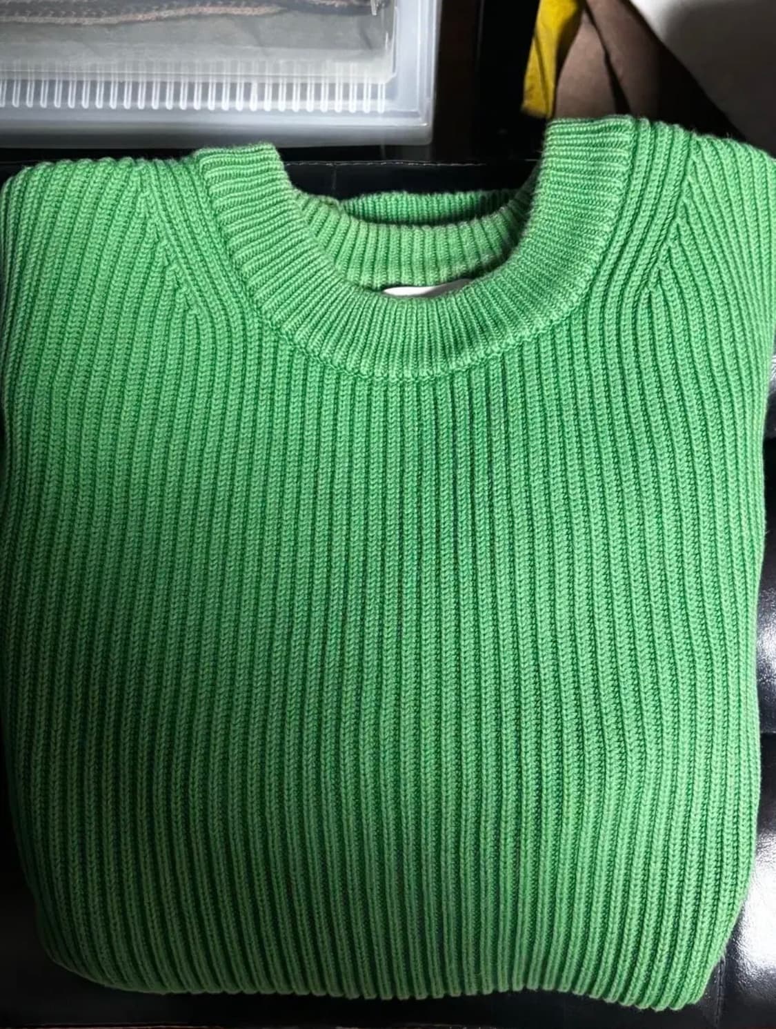 [1] 스테디에브리웨어 크루넥 코튼 립 니트 켈리 그린 상품이미지2