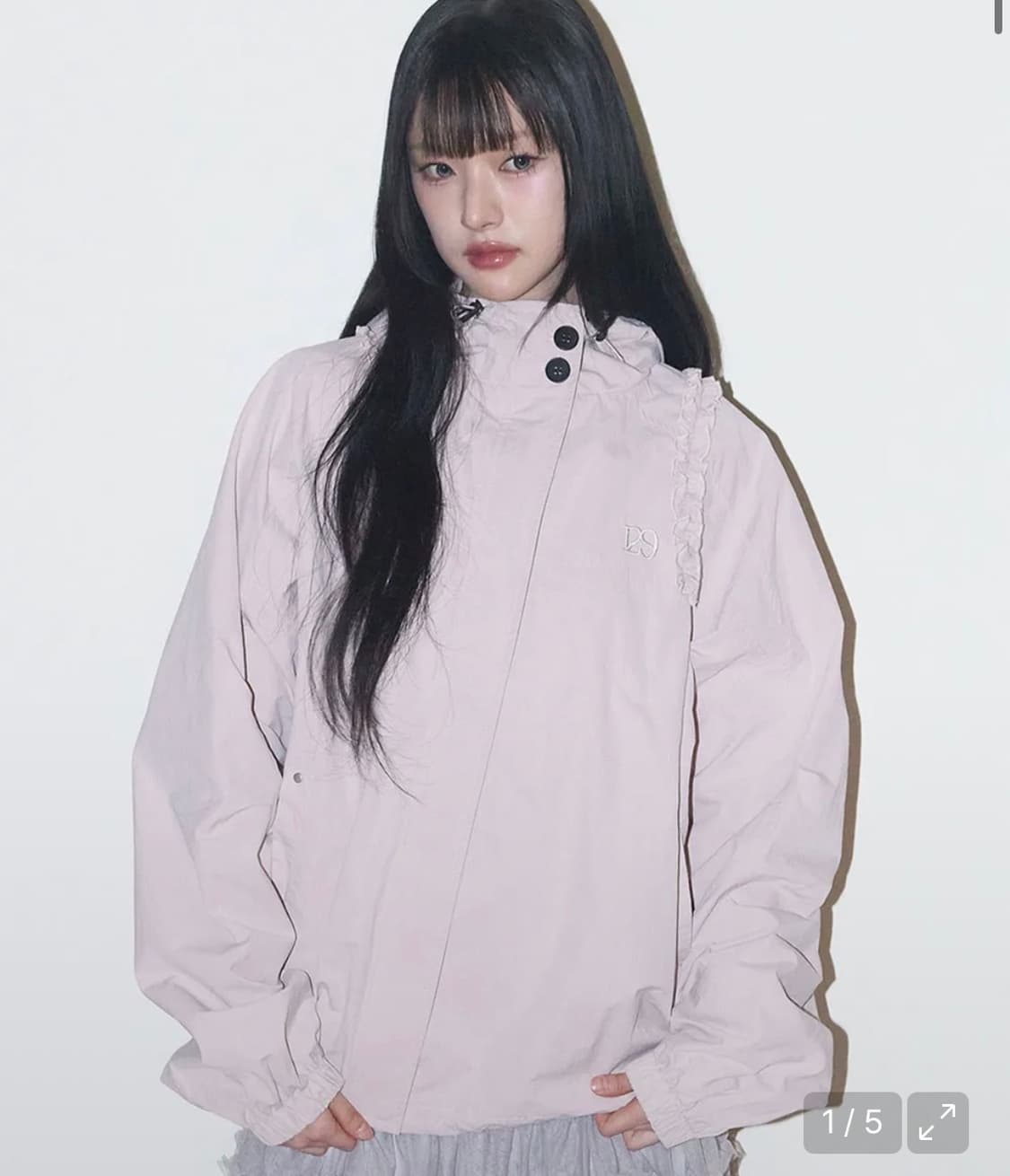 일리고 오블리크 프릴 후드 자켓 핑크 상품이미지1