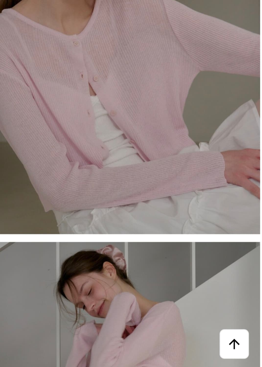 (새상품) 레테라 린넨 라운드 가디건 핑크 상품이미지1