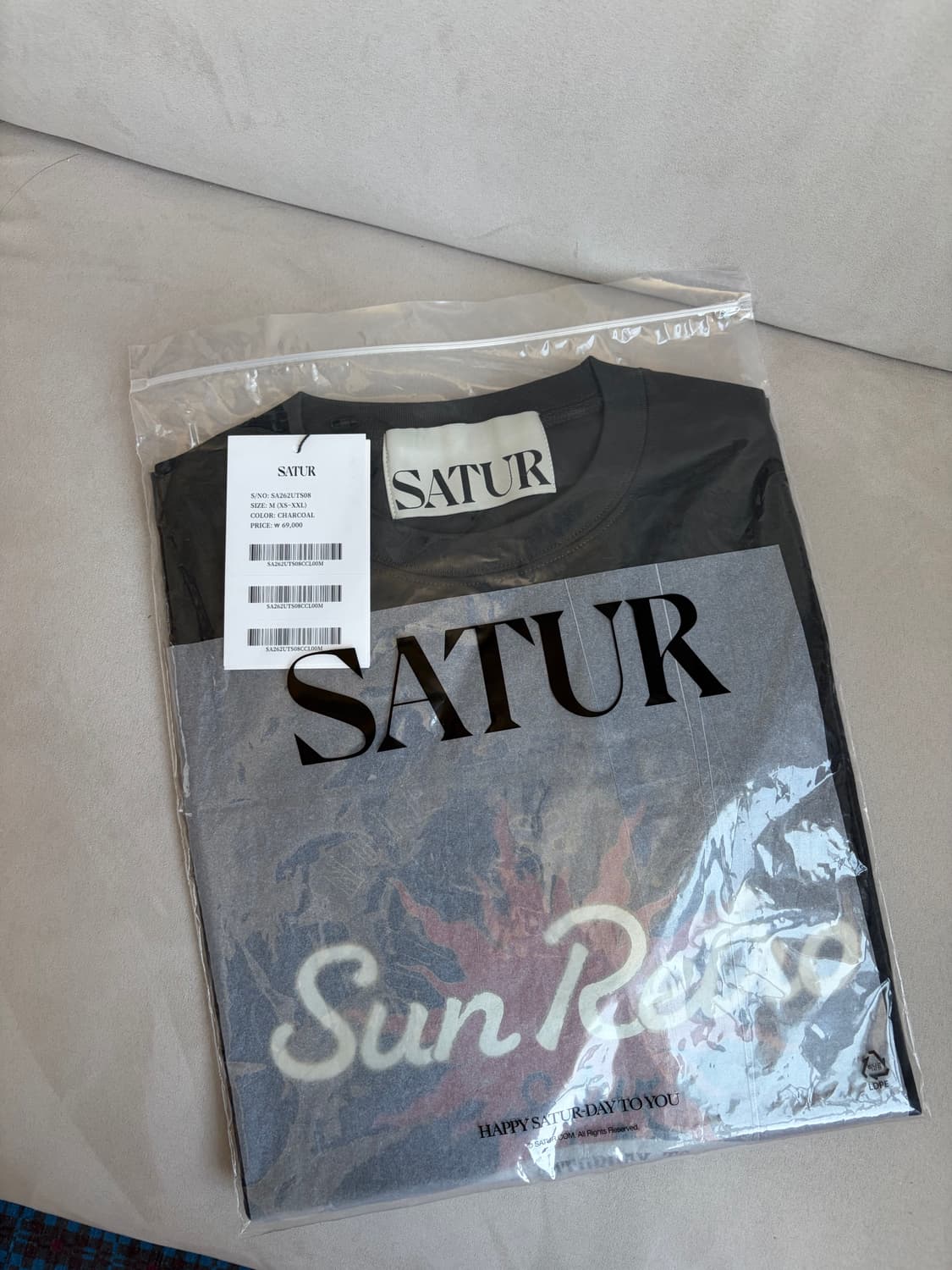 SATUR 세터 차콜 티셔츠 택ㅇ / 새상품 상품이미지1