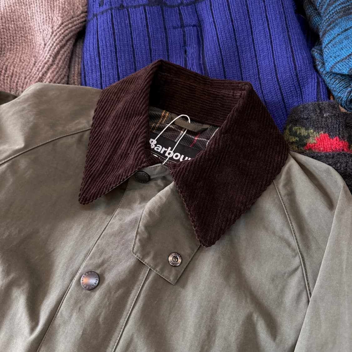 바버 25SS 오버 사이즈 논왁스 피치드 비데일 재킷 세이지 상품이미지3