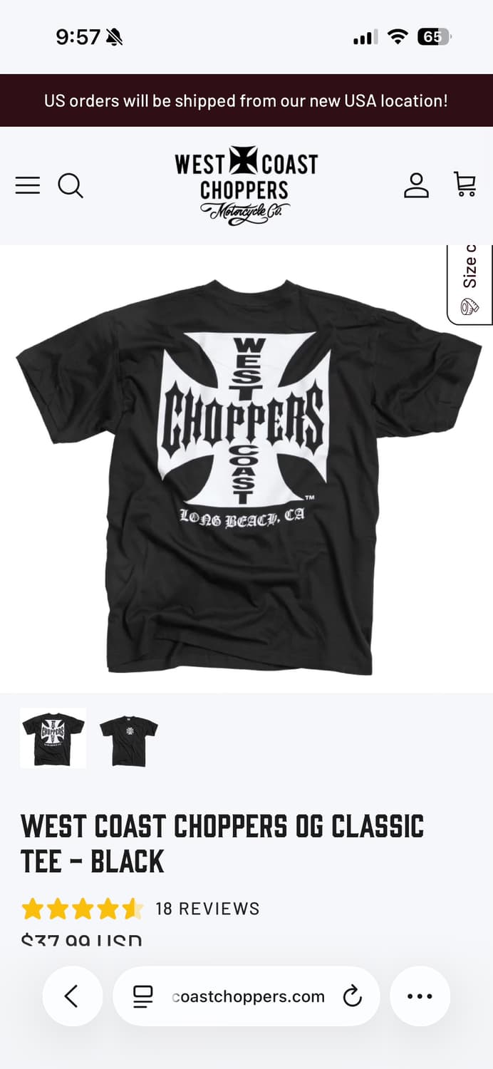 [L] West Coast Choppers 반팔 상품이미지1