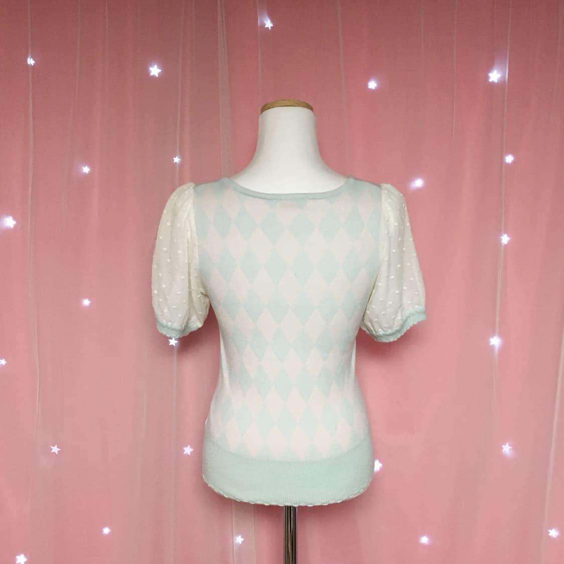 민트핑크 아가일 로걀탑 상품이미지4