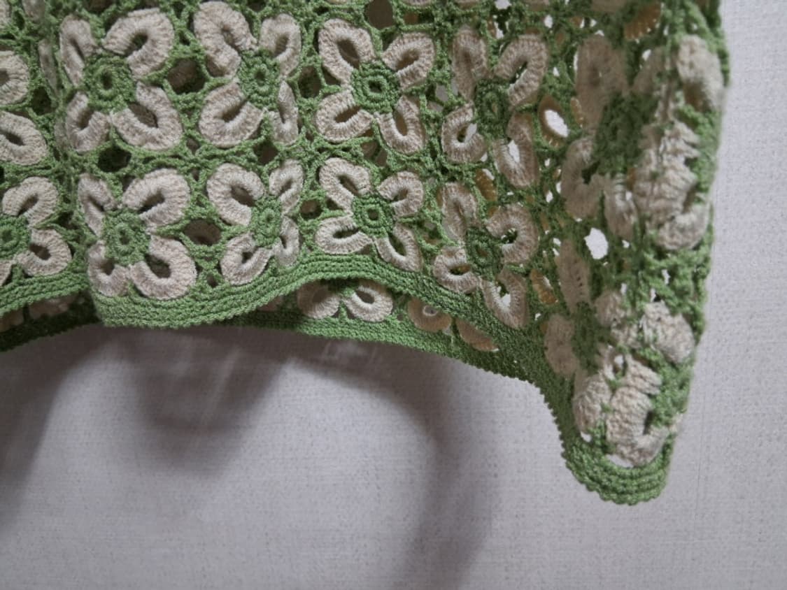 일본빈티지 핸드메이드 모티브 뜨게 크로셰 반팔탑 5566 상품이미지6