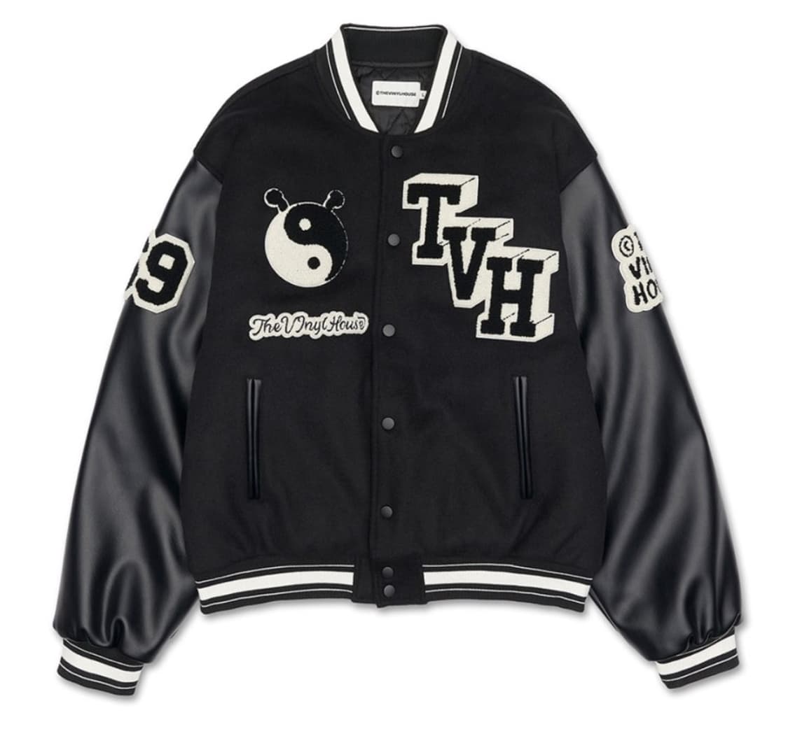 더바이닐하우스 인양 바시티자켓 블랙 S 상품이미지1