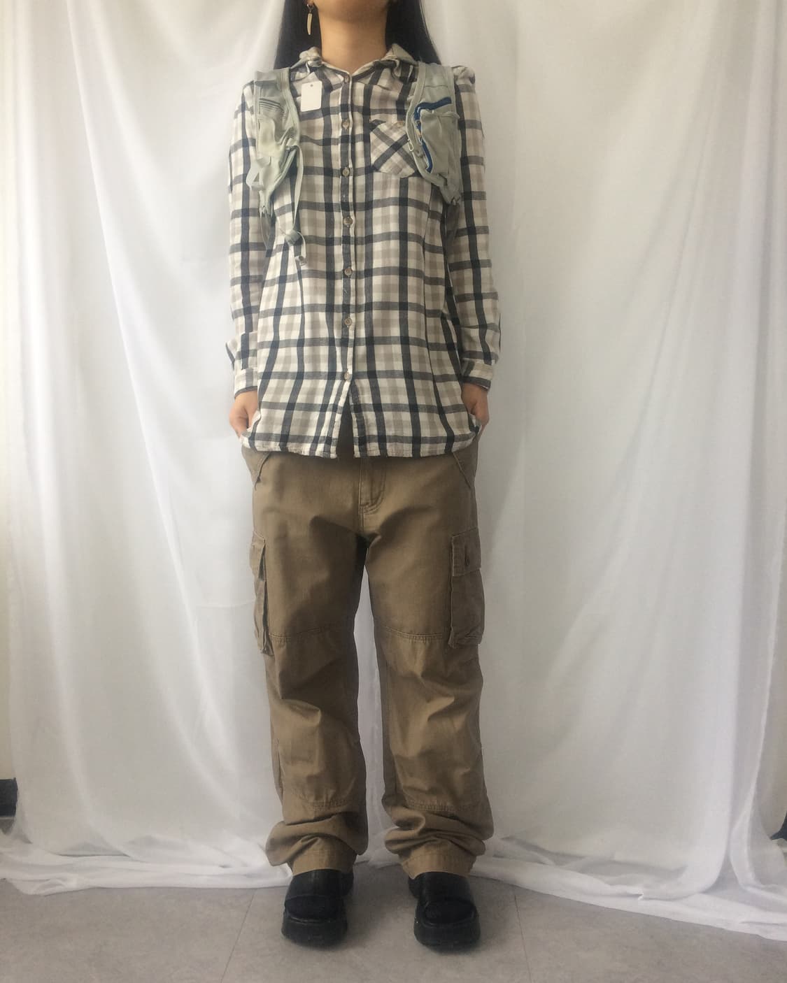 Check pattern hood layered shirt 상품이미지8