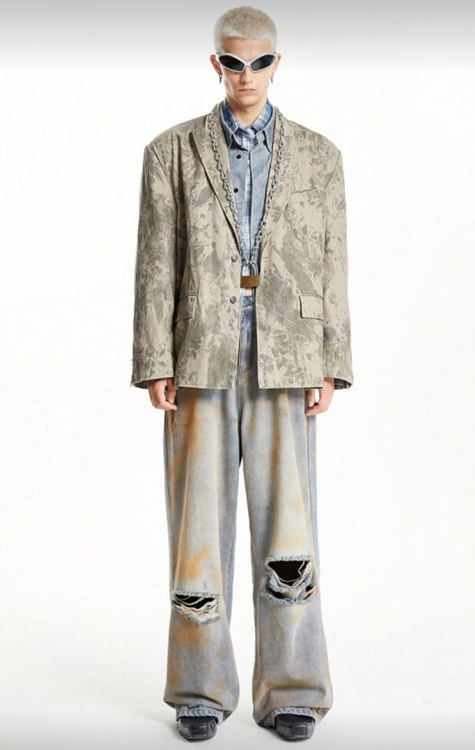 타이다이 오버핏 자켓 카키 상품이미지2