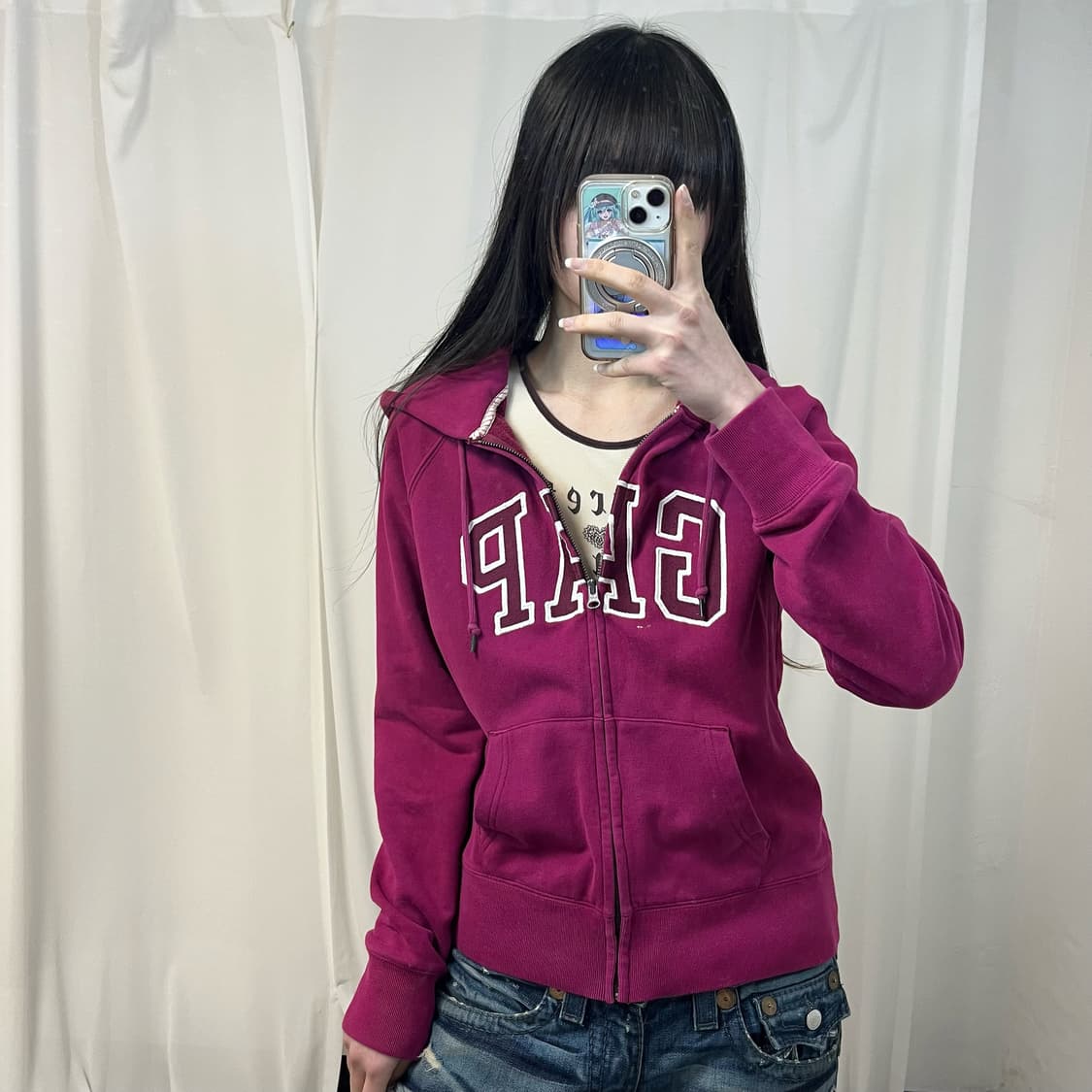Gap magenta pink zip-up hoodie 상품이미지1