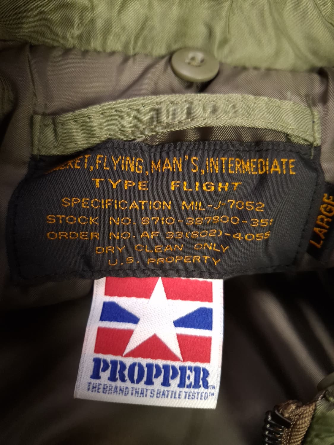 새제품급 프로퍼 미공군 B-15 TYPE 항공자켓 상품이미지2