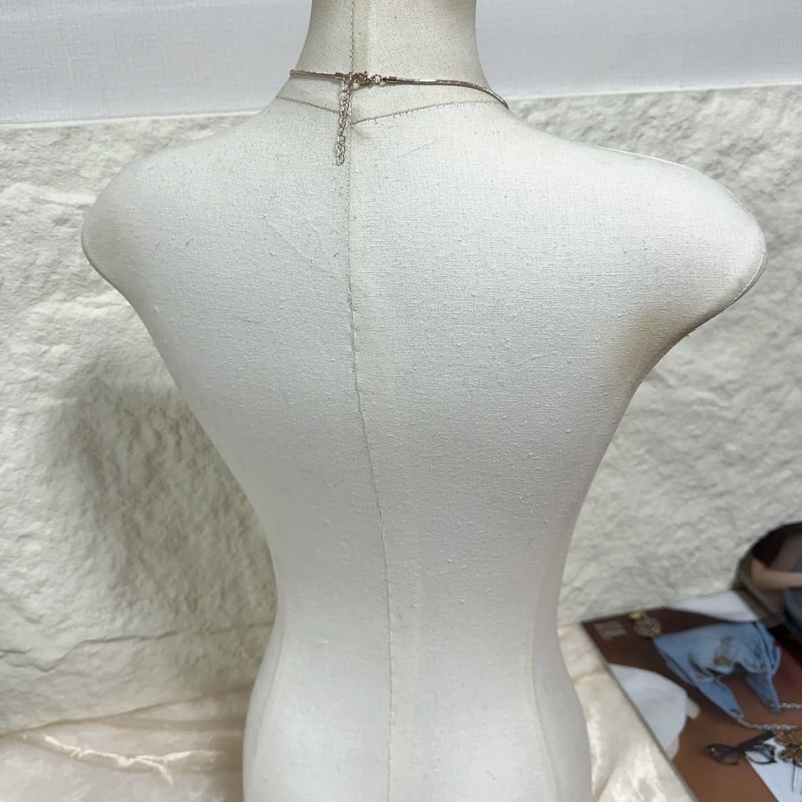 빈티지  로즈골드톤 스네이크체인 더블 링 목걸이 상품이미지3