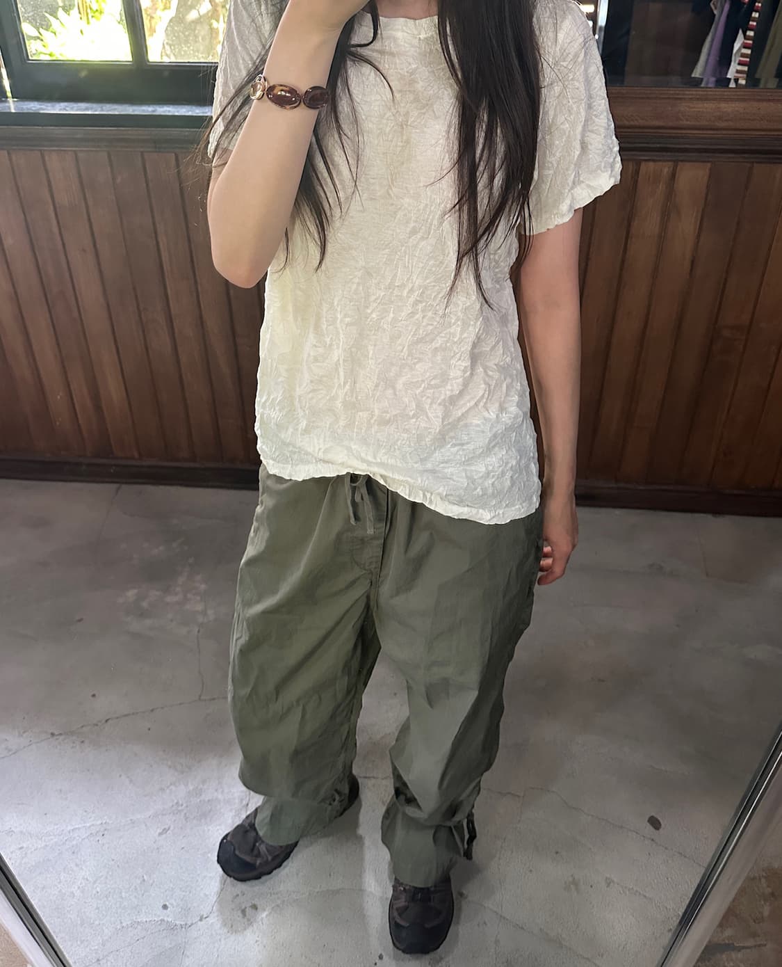 BEAMS BOY olive utility drawstring pants 상품이미지4