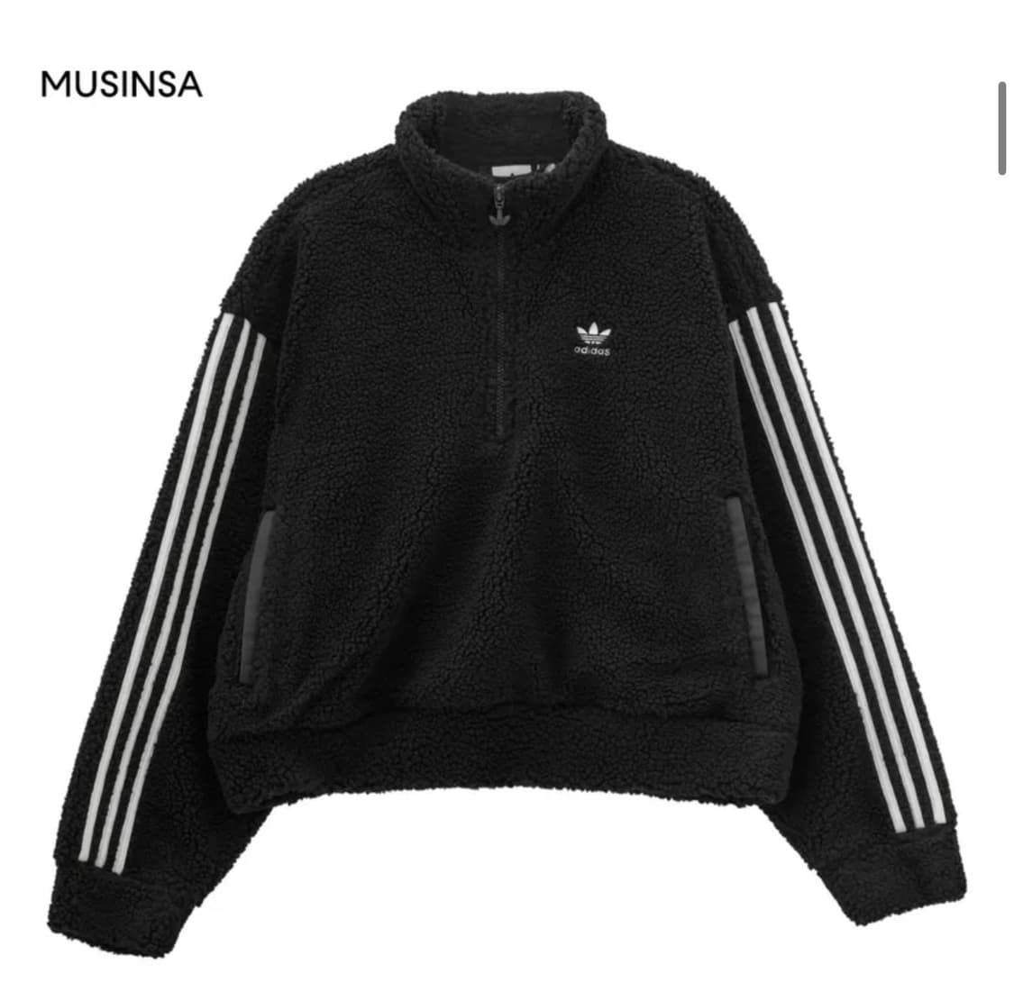 아디다스 플리스 하프집업 뽀글이 반집업 스웻셔츠 맨투맨 빈티지 블랙 상품이미지1