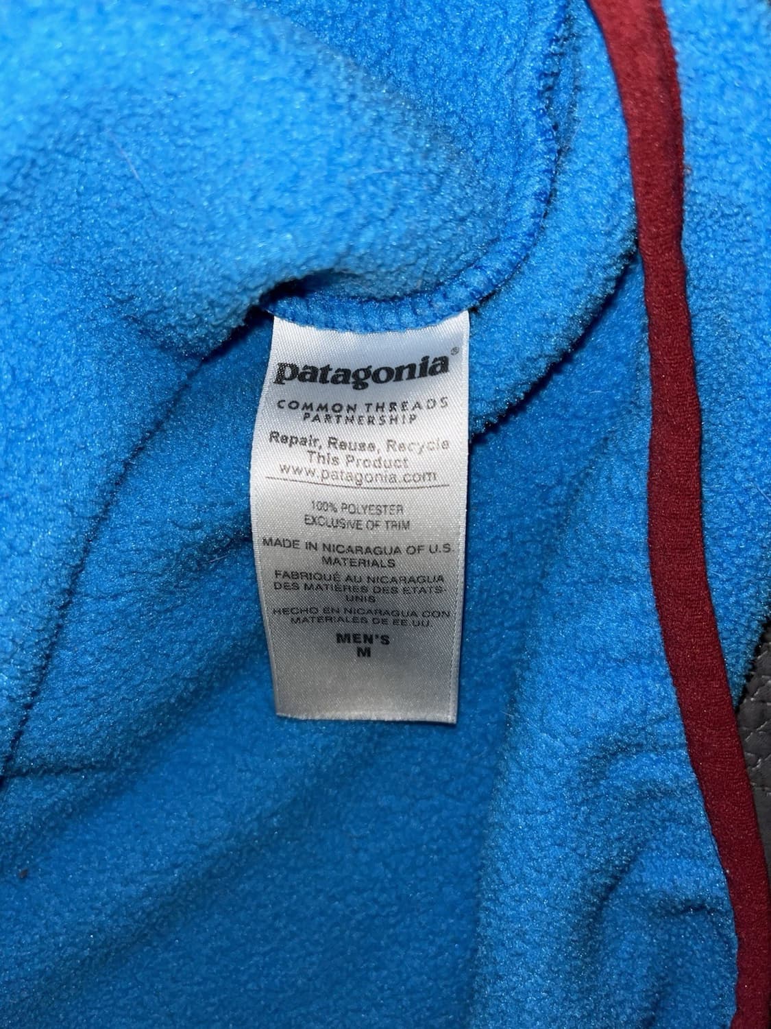 13FW 파타고니아 신칠라 스냅-T 플리스 스카이블루 레드 포켓 상품이미지4