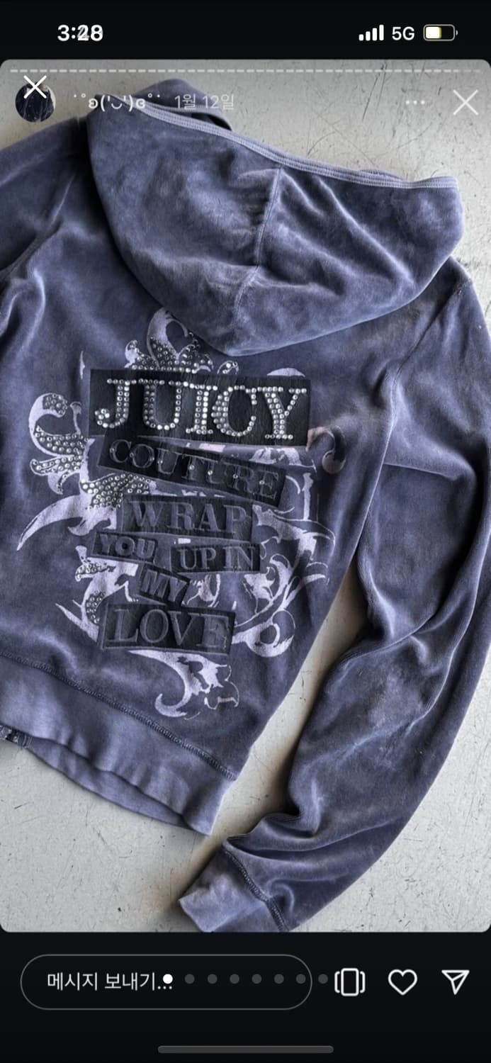 쥬시꾸뛰르 큐빅 후드집업 빈티지 파우닝113 큐빈티지 데스라이즈 상품이미지1