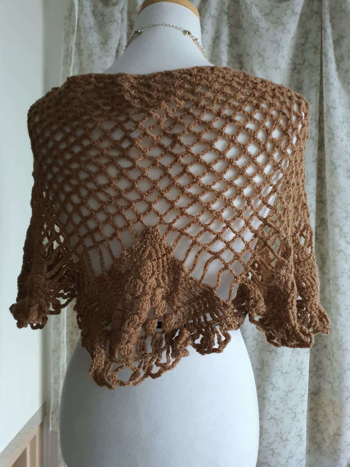 [모리걸] 손뜨개 수제 뜨개 숄 브라운 망토 가디건 상품이미지3