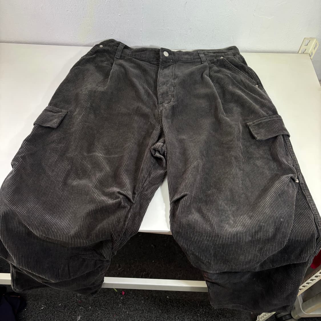 L-XL 어널로이드 먹색 와이드핏 카고 코듀로이팬츠 상품이미지2
