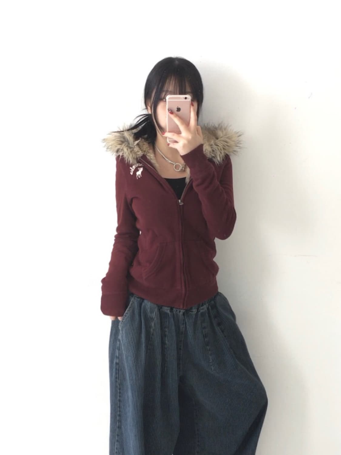 아베크롬비 퍼후드집업 버건디 상품이미지2