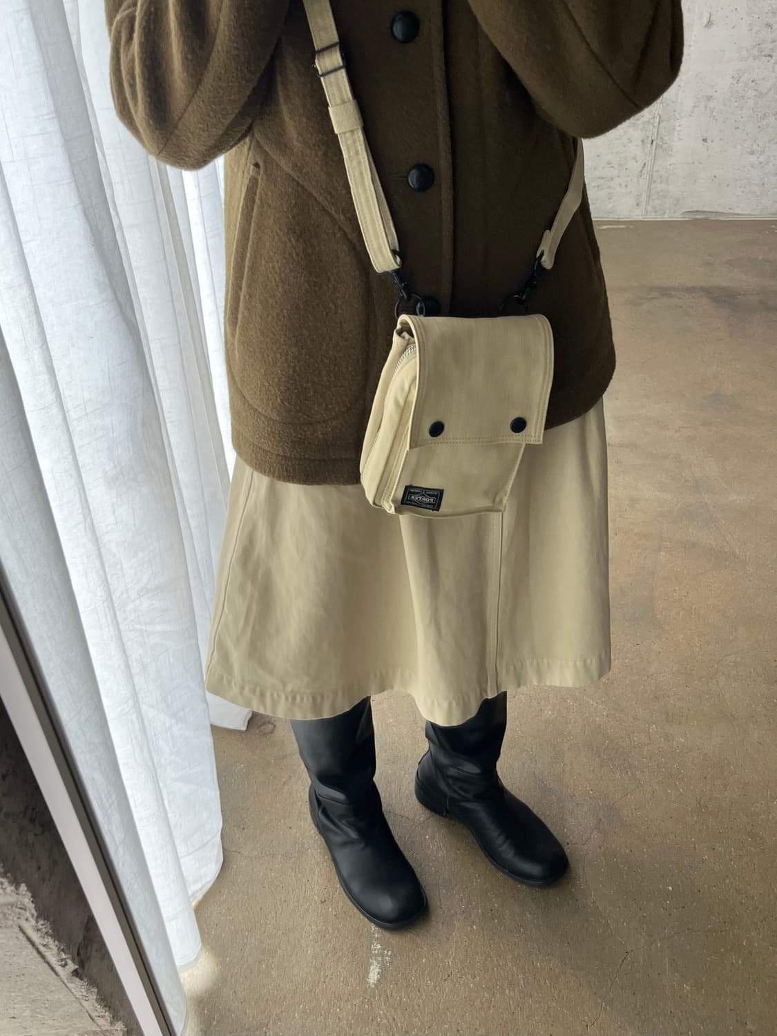 PORTER 포터 코튼 크로스백 베이지 상품이미지3