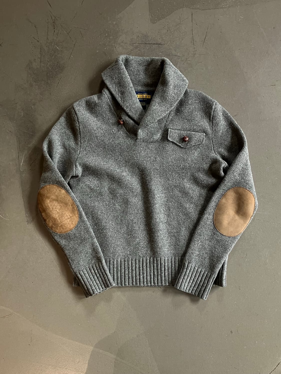 폴로 럭비 숄카라 엘보우 레더패치 니트 S(100) 상품이미지1