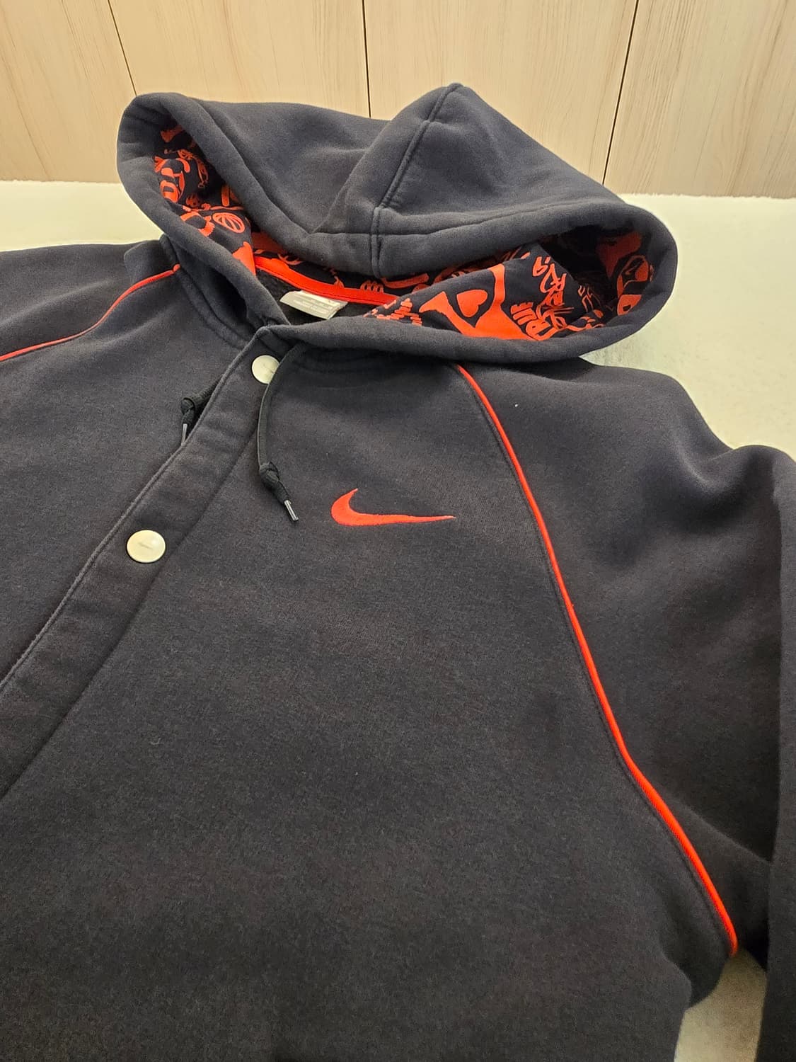 나이키 후드 버튼 블랙 바시티자켓 M (크게나옴 L/XL추천) 상품이미지8