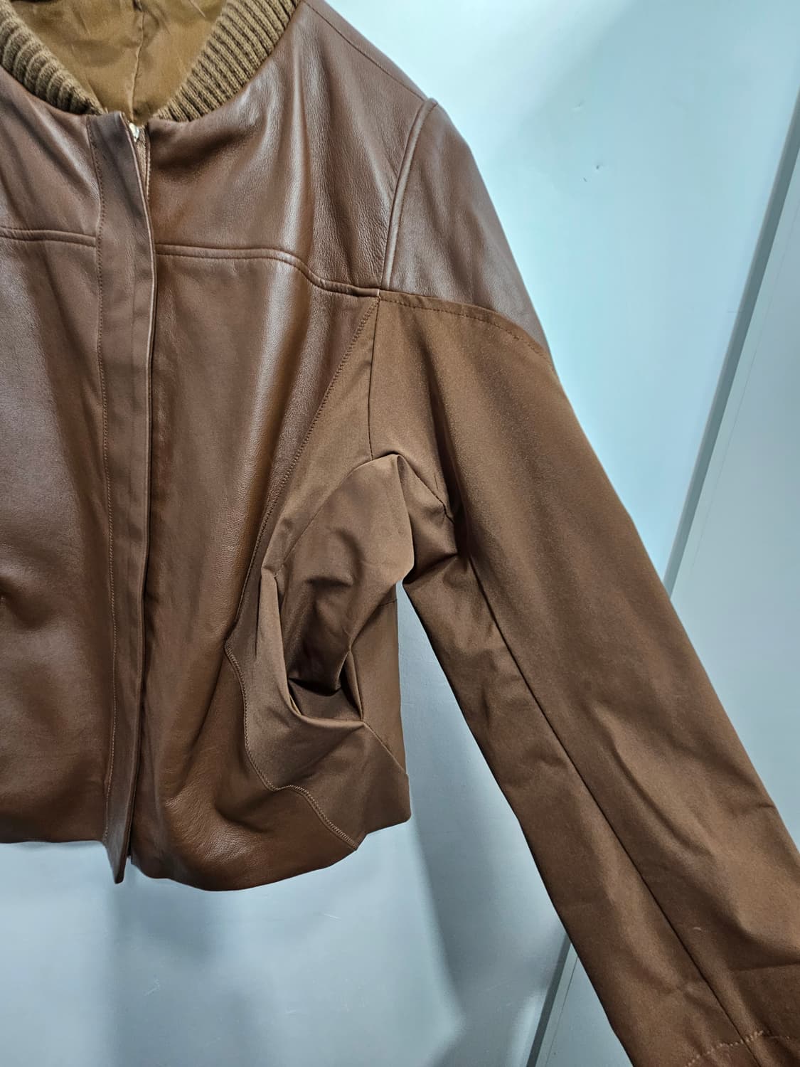브라운 양가죽 봄버 자켓 상품이미지6