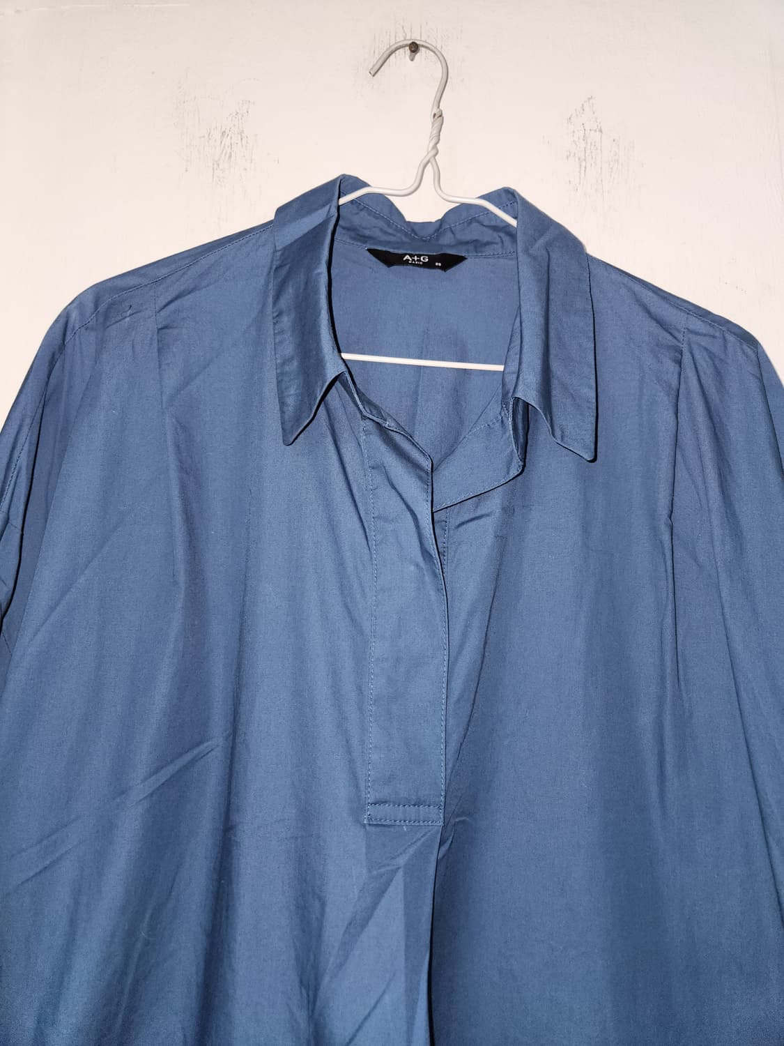 빅사이즈 블루 롱 셔츠 원피스. 99 상품이미지2