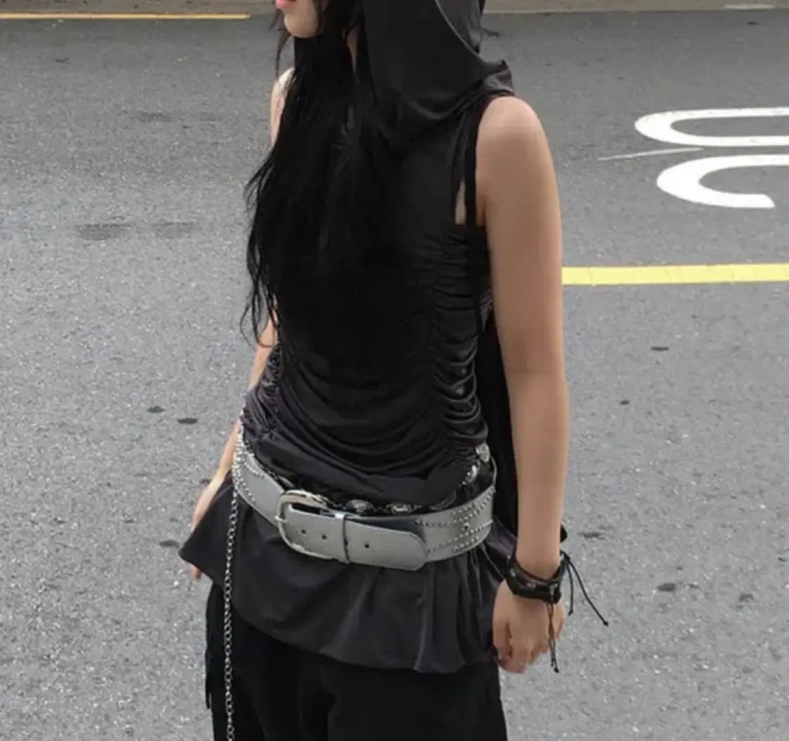 하몽마켓 hood shirring ops 후드 셔링 원피스 차콜 상품이미지1