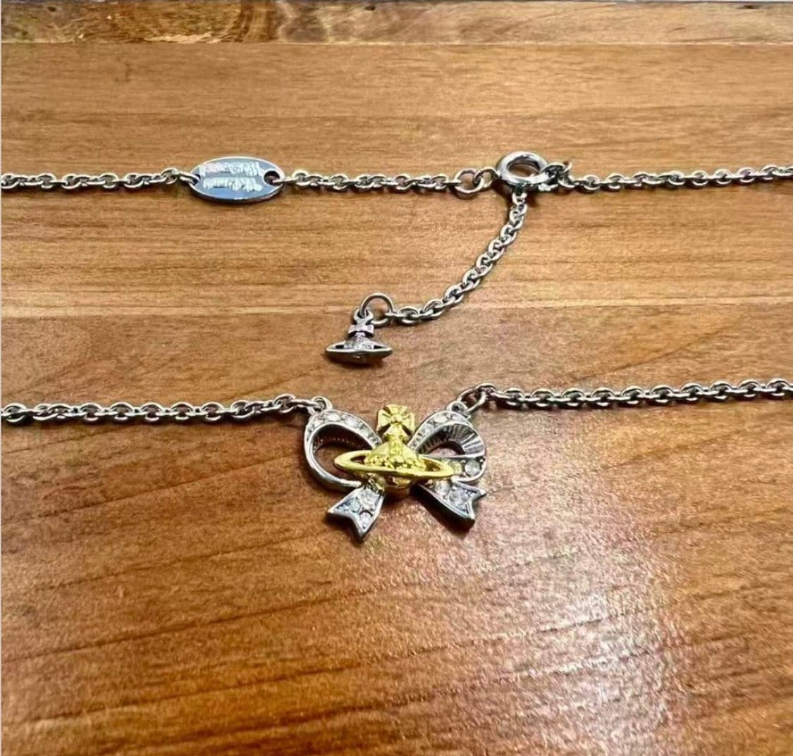 비비안웨스트우드 아카이브 골드실버 orb 리본 팬던트 목걸이 상품이미지3