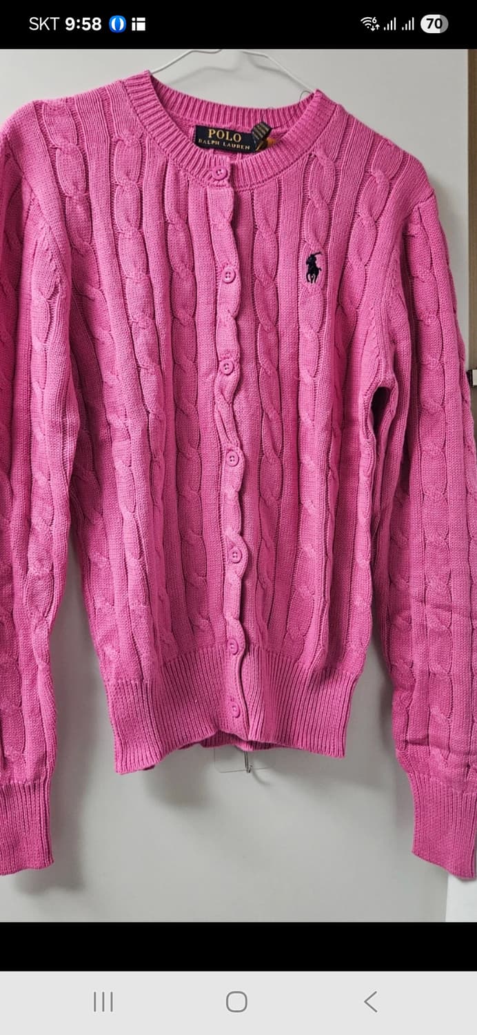 폴로 케이블 가디건 핫핑크  상품이미지1