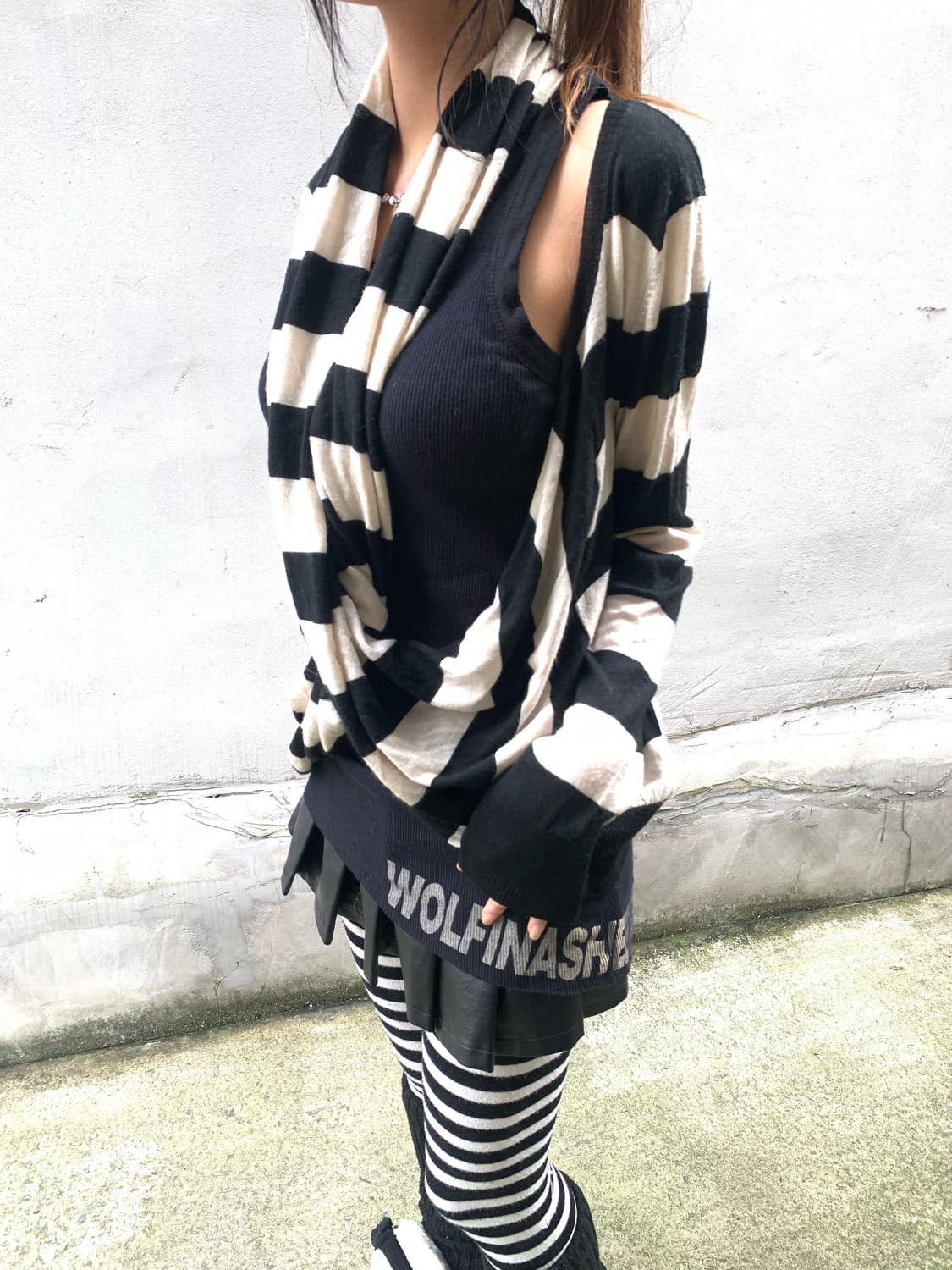 Twisted drape stripe cardigan   상품이미지3